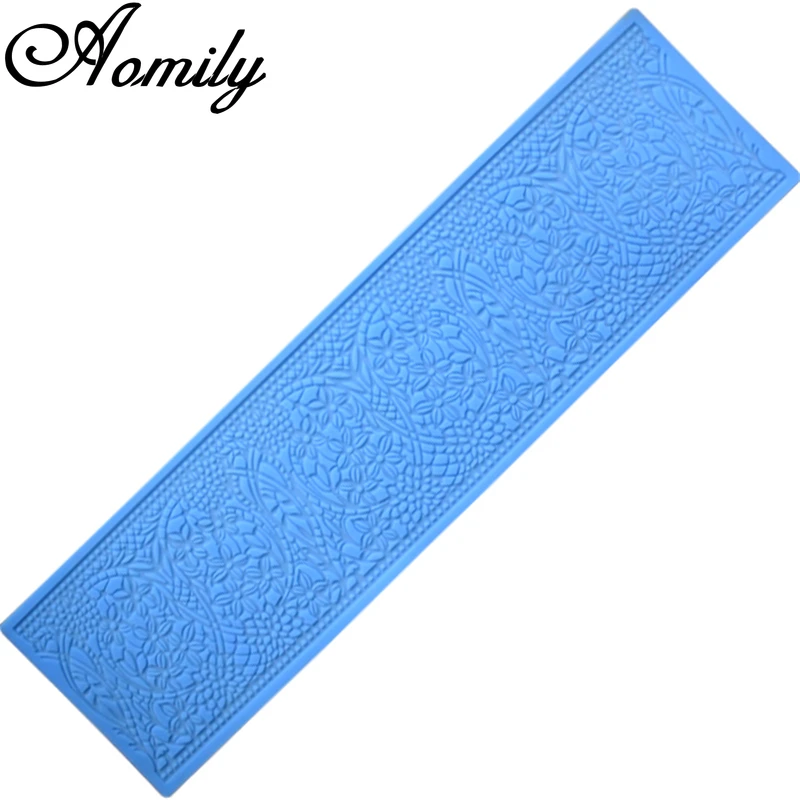 Aomily Luxury Flower Lace Silicone Mold Cake Border Decoration Tool Fondant Cake 3D Mold Food Grade Mat Mould Baking Flower