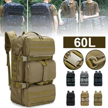 60L Outdoor Military Molle Backpack Assault Combat Pack Large Capacity 600D Oxford Water-Resistant Rucksack for Hunting Camping