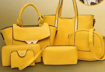 

5PCS/Set Ladies Pu Leather Shoulder Bag Handbag Satchel Tote Purse Briefcase