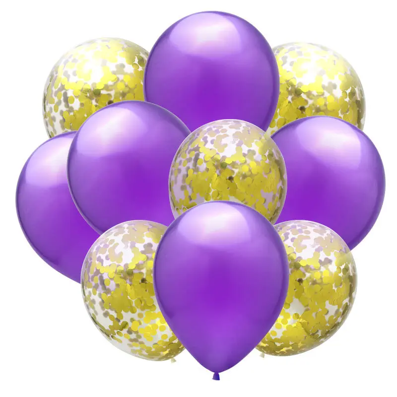 Purple-gold Sequins 10 шт. 12 дюймов прозрачный латексный конфетти блесток шар розовое золото Свадьба День Рождения Вечеринка День Святого Валентина украшения шар - Цвет: Purple-gold Sequins