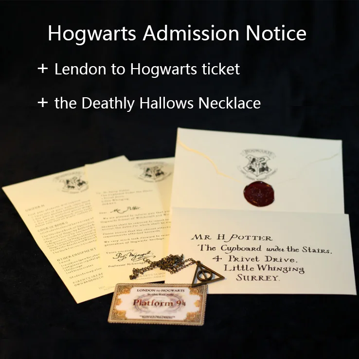 Г-н Поттер поступление письмо хогварта школьный комплект игрушек фильм hp Совы уведомление письмо с Лондоном в хогварт билетов подарки для детей