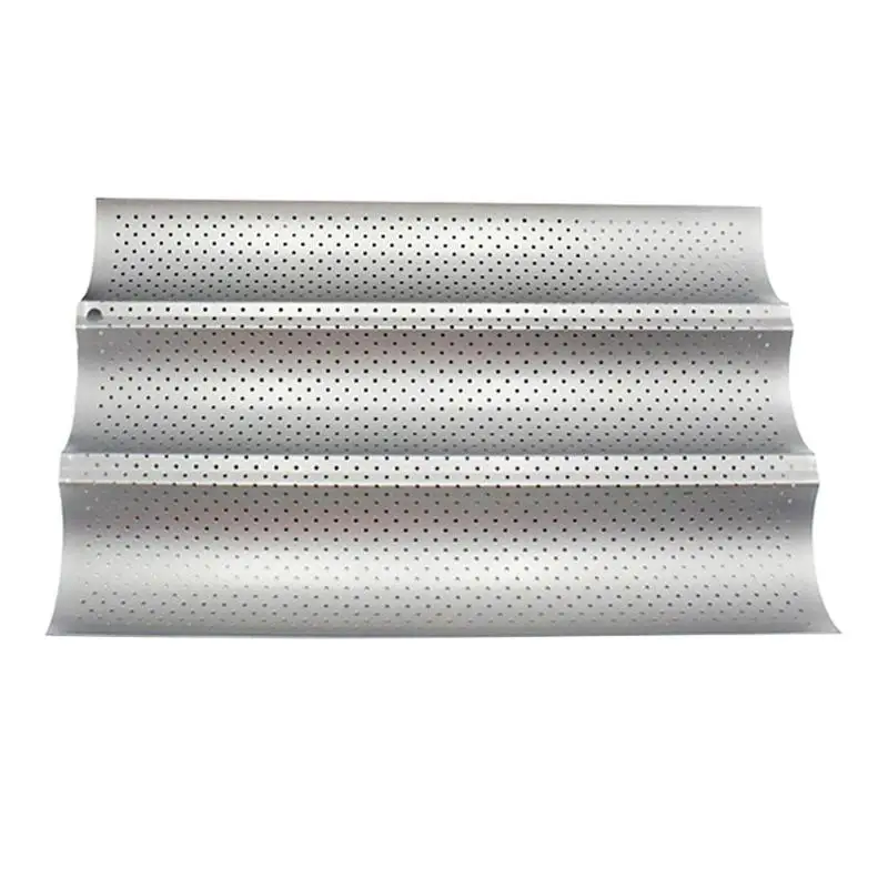 Non-Stick Perforated French Bread Pan Baguette Mold Wave Baker Baking Tool - Цвет: M