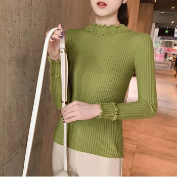 

Winter Solid Ladies Sweater And Pullovers CasualO-Neck Knitted Sueter Mujer Tops Women Long Sleeve Sweet Korean Jump