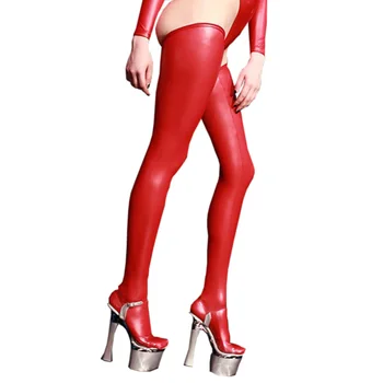 

LinvMe Thigh Half Beam Leg Thigh Socks Tight Women PU Sexy Outer Sideless Soft Reinforced Toe Nightclub Clubwear Comfortable