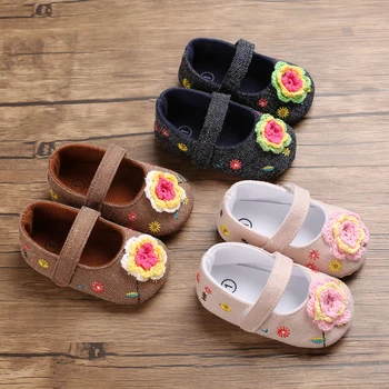 

2019 Autumn Baby Girl Anti-Slip First Walker Casual Walking Shoes Flower Sneakers Soft Soled Princess Casual Shoes