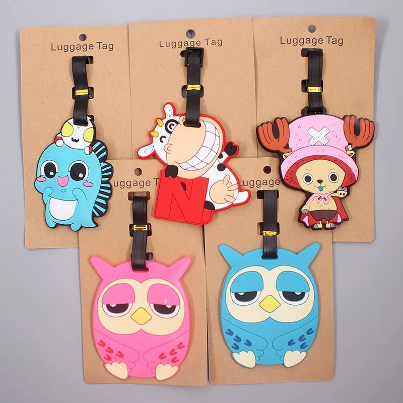 

Cute Cow & Owl Animals Luggage Tag Travel Accessories Silicone Suitcase ID Addres Holder Baggage Boarding Tag Portable Label