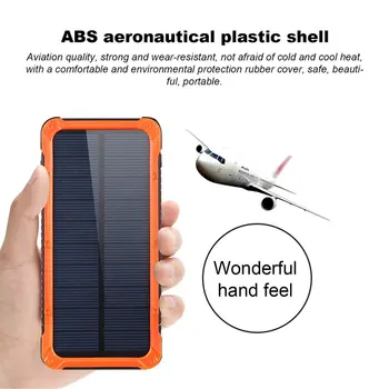 

Portable Solar Power Bank 20000MAH Large Capacity Mobile Phone Battery Charger Power Supply Dual USB Ports With Holder