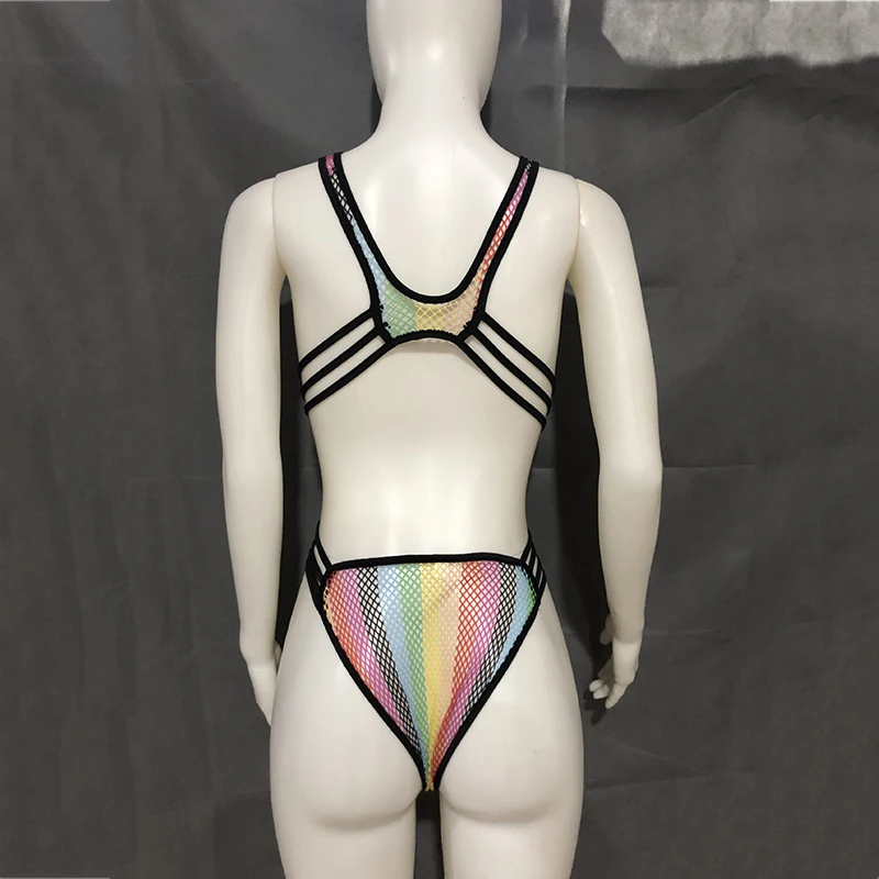Цветной прозрачный Цельный купальник для женщин, сексуальный глубокий v-образный вырез, открытая сетка, высокий вырез, боди, пляжная одежда, цельные купальники