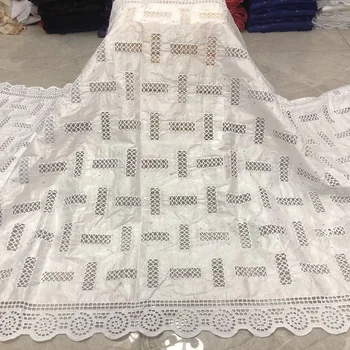 

(5yards/pc) high quality pure white African bazin brocade fabric with elegant hollow pattern for party dress BZX004
