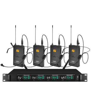 

Professional wireless microphone system four headset microphone wireless stage performance outdoor activity microphone
