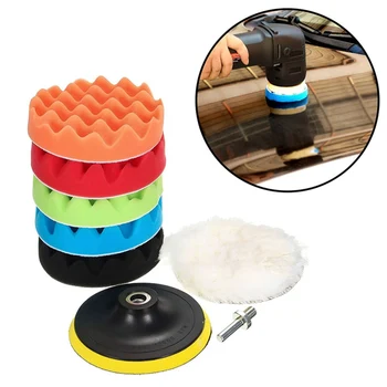 

8Pcs/Set Car Waxing Beauty 6 Inch Polishing Disc Wheel Self-adhesive Ball Polishing Machine Plane Wave Sponge Disk Buffing Pad