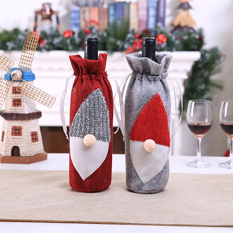 Urijk рождественские украшения, чехлы для винных бутылок, настольные Декорации для вечеринок, Санта Клаус, снеговик, рождественские вечерние принадлежности, Navidad - Цвет: 2PCS U