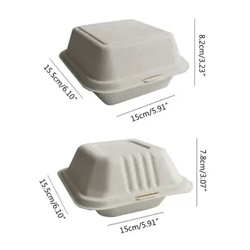 

50Pcs/bag Disposable Takeout Food Containers Degradable Cake Hamburger Holder J78C