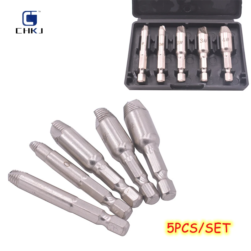 5Pcs Single Head Damaged Screw Remover HSS Hex Shank Extractor For Wood