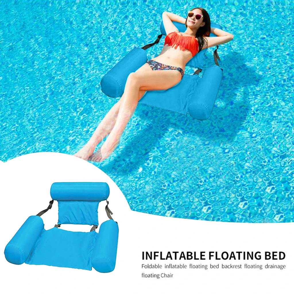 PVC Summer Inflatable Folding Floating Row Swimming Pool Water Hammock Air Mattresses Bed Beach Water Sports Lounger Chair Mat