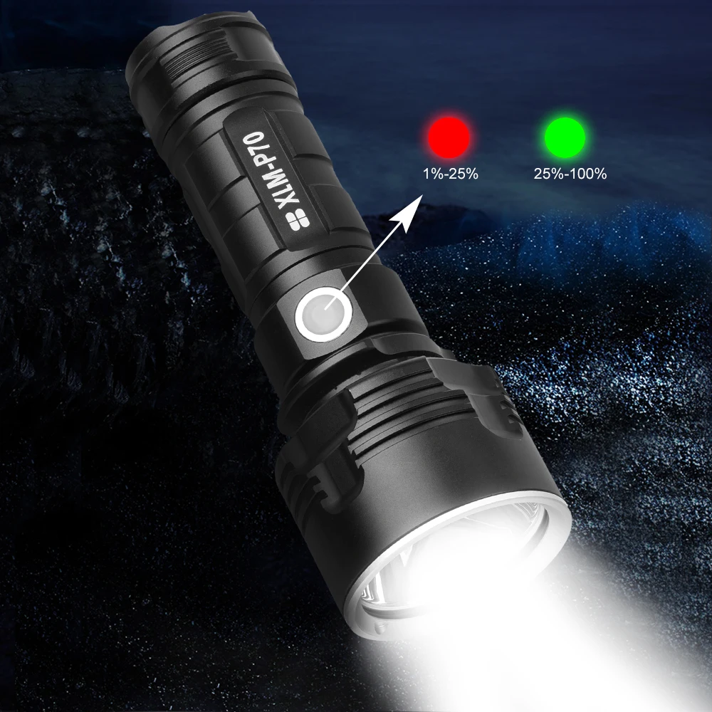 Anjoet супер мощный светодиодный фонарик L2 XHP70.2 тактический фонарь USB перезаряжаемая водонепроницаемая лампа яркий фонарь кемпинг 26650