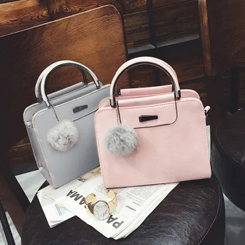 

Women Top Handle Satchel PU Leather Handbags Tote Purse New Metal Shoulder Bag with Hairball Shoulder & Crossbody Bags Tassel
