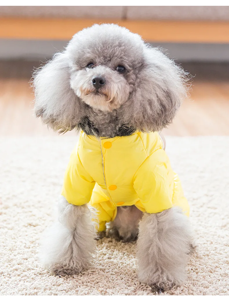 Зима Осень Одежда для маленьких собак желтый красный синий собаки парки Taddy Bichon толстовки комбинезон теплые костюмы - Цвет: P069-Y