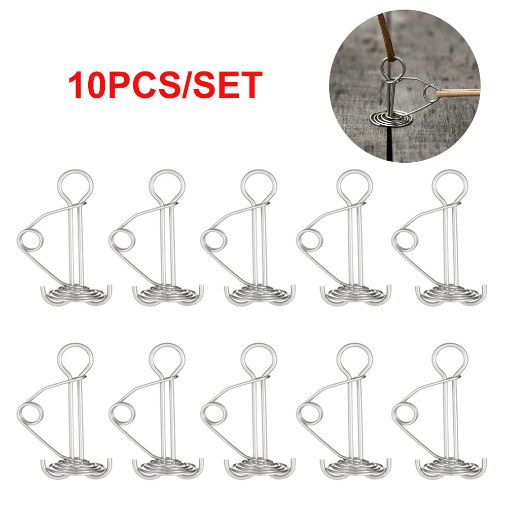 

5/10pcs/set Outdoor Octopus Spring Deck Peg Wind Rope Buckle Awning Tent Stakes Hook Board Peg Tent Tensioners Cord Adjuster