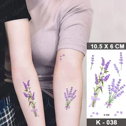Lavender Temporary Tattoo Sticker Branch Bouquet Purple Flowers Small Tatu Arm Shoulder Hand Men Women Glitter Kids Tato Art