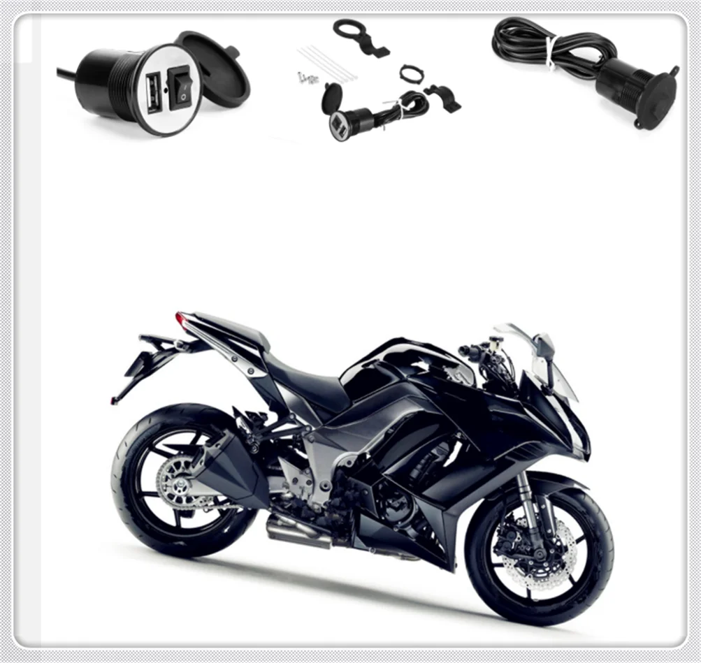 12V-24VUniversal motorcycle modified shape USB charger with switch for YAMAHA MT-03 MT-25 FAZER600 FZ6S FZ6N FZ6R YBR 125
