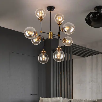 

Luminaire Industriel 8 Glass Ball Chandelier Lighting Simple Personality Hanging Lamp Dining Room Creative Pendentes Fixtures