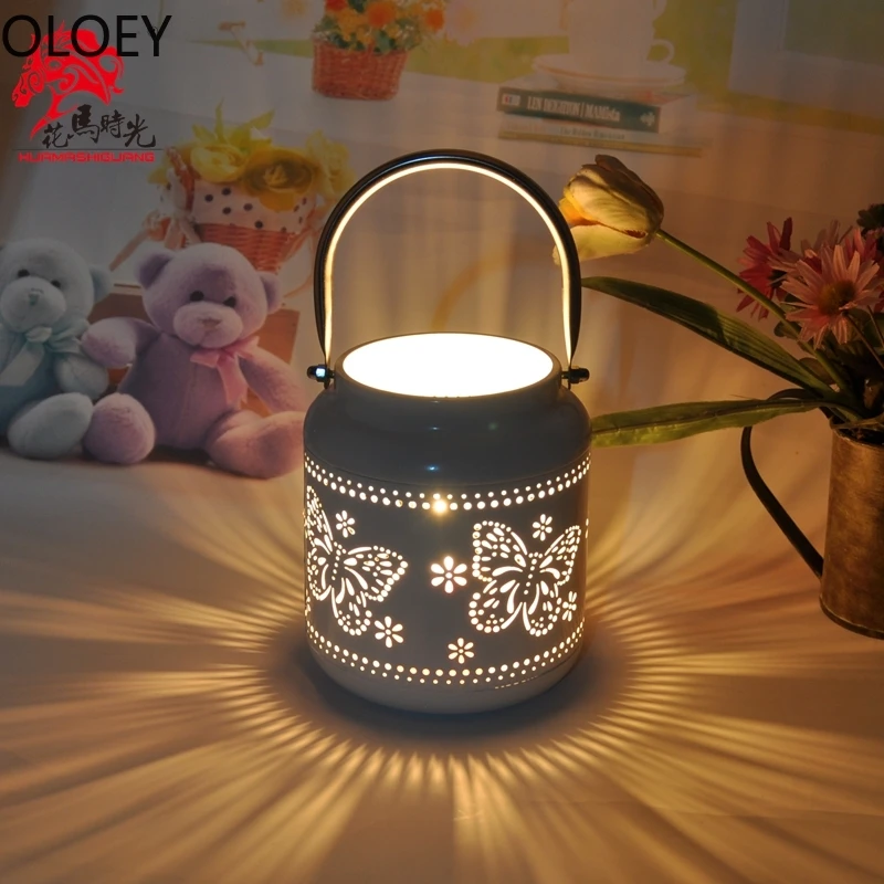 

Tealight Candle Holder Iron Wedding Centerpieces Hollow Butterfly Candlestick Lantern Birthday Party White Candler Holder Graden