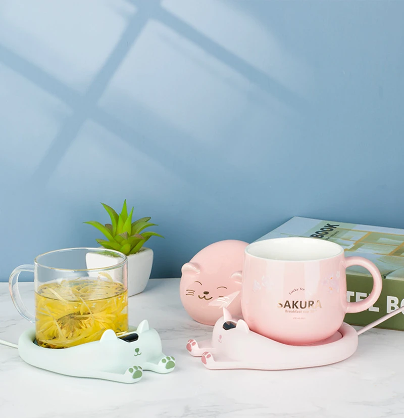 Electric Cup Heater with Phone Holder Coffee Mug Cup Mat Warmer Pad for Home Office Milk Tea Heating Coaster Gift for Friends 6