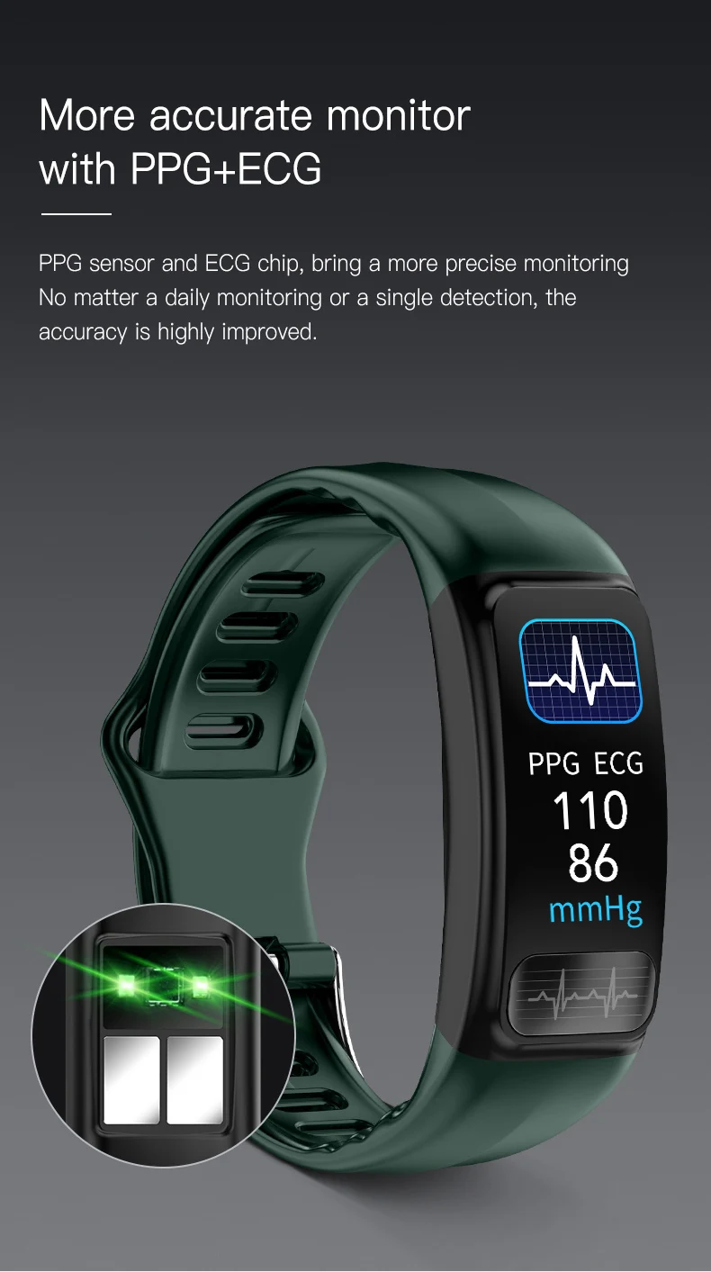 Kaihai ЭКГ PPG SpO2 трекер активности фитнес запястье здоровье умный Браслет кровяное давление кислород монитор сердечного ритма smartband