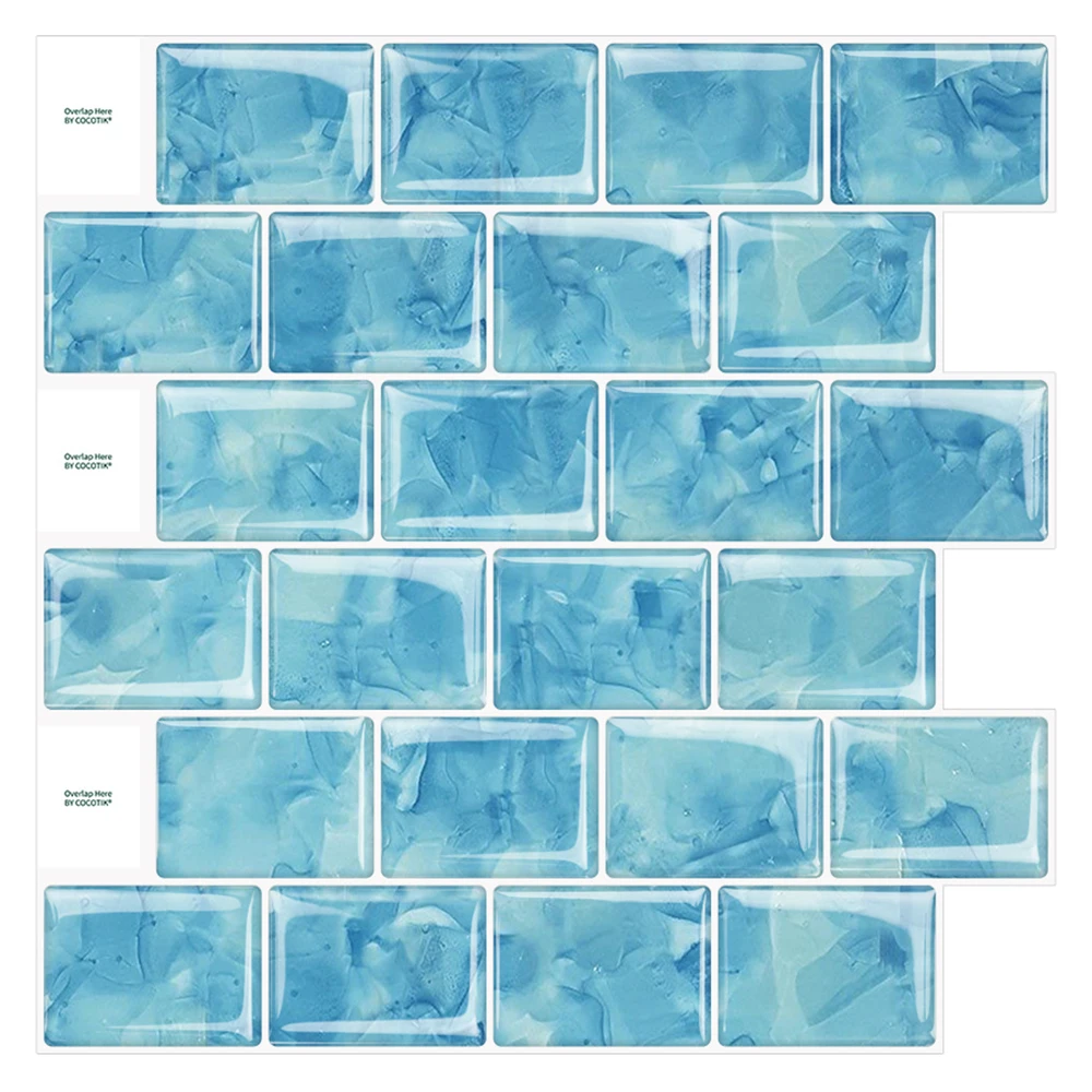 Cocotik 1" x 12" кухня щитка плитки пилинг и палка наклейки на стену, 10 листов/упаковка - Цвет: Blue Subway Tiles