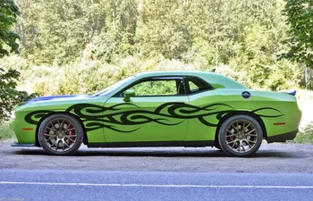 

For 2xRacing Flames Tribal Graphic Stripe Decal Sticker Van Truck Vehicle Reflective Car styling