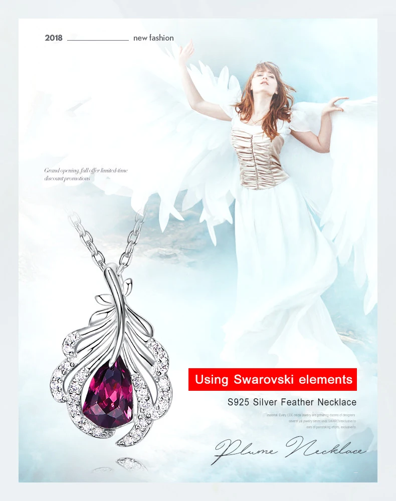 Warme Farben Кристалл от Swarovski серебро 925 пробы ожерелье для женщин Европейский стиль в форме пера кулон ожерелье Чокер Ожерелье