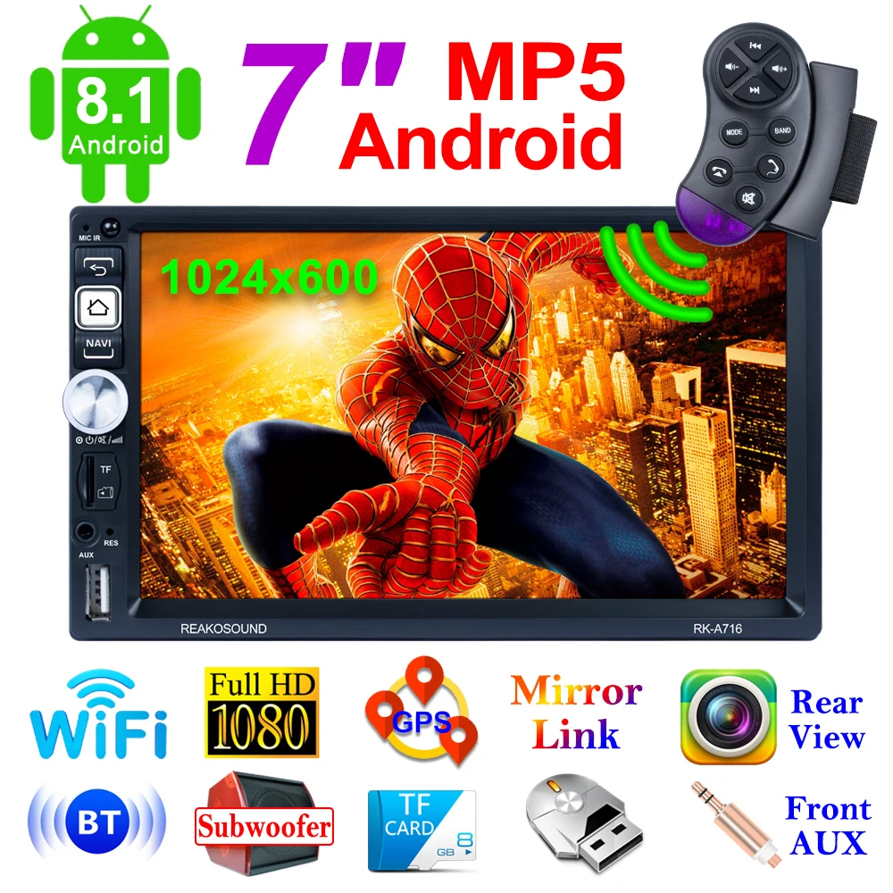 

7 Inch Universal Auto Stereo GPS Navigation Android 8.1 Car Mp5 GPS Player 2 Din Car Radio Multimedia Video Player
