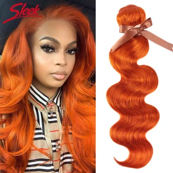 

Sleek Brazilian Hair Weave Bundles 8-28 Inch Body Wave Chic Orange Color Remy Human Hair Extension 3/4 Bundle Deals Free Ship