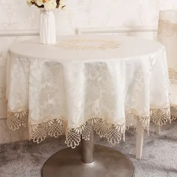 

European embroidery fabric round table cloth pad home small tablecloth lace anti-scalding turntable tablecloth table cover