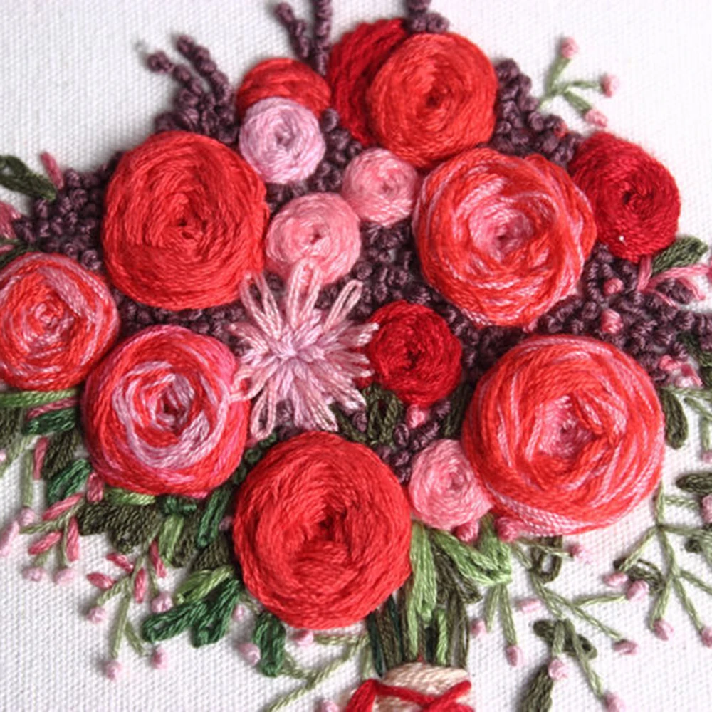 1PCS Embroidery Kit Flower Pattern Cross Stitch DIY Needlework Kit Tools Beginner Embroidery Starter Set For Handicraft Lover embroidery set embroidery kits