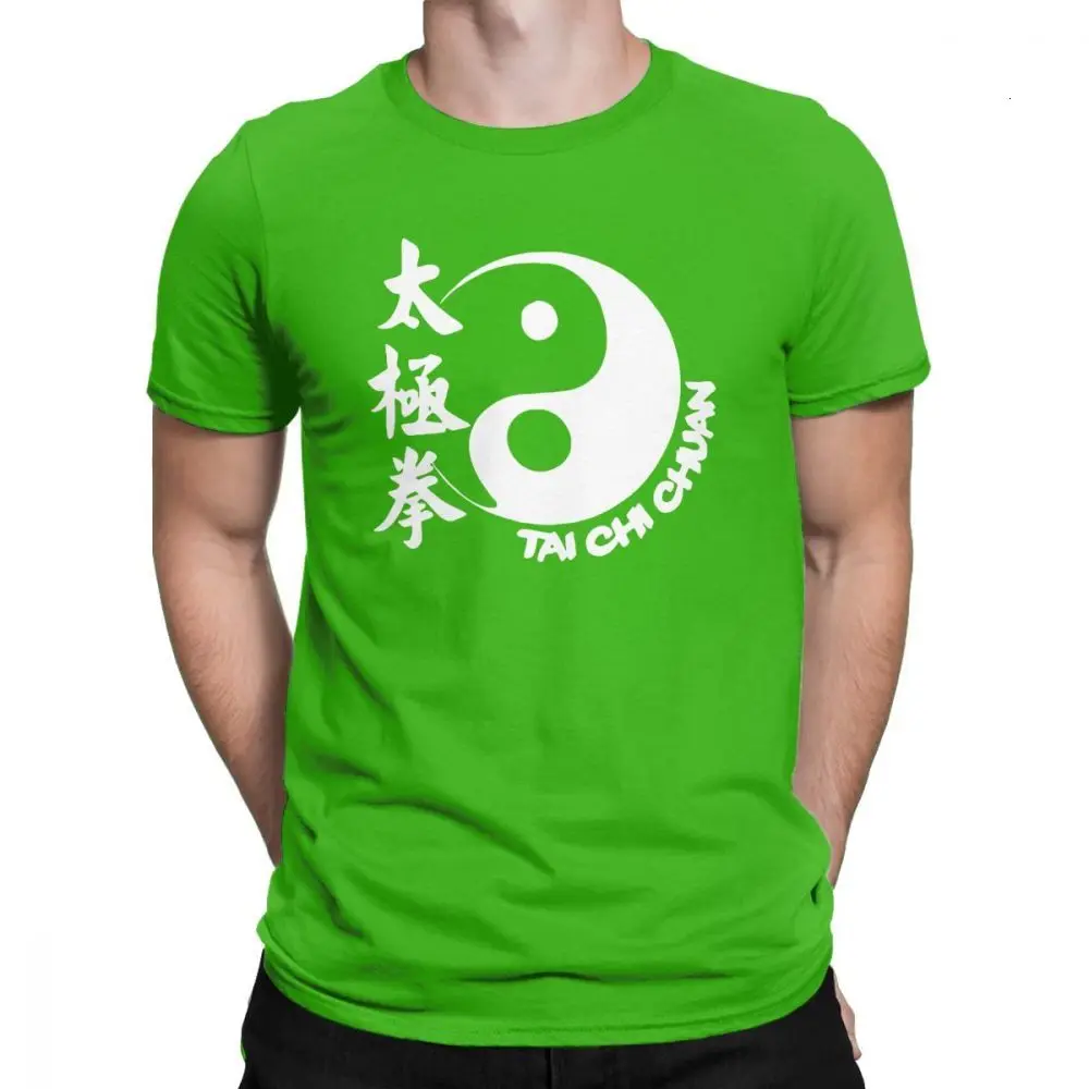 Green Midnite Star Tai Chi Chuan T Shirt Men's Pure Cotton Hipster T-Shirts Crew Neck Tees Short Sleeve Clothing 4XL 5XL 6XL - Цвет: Green