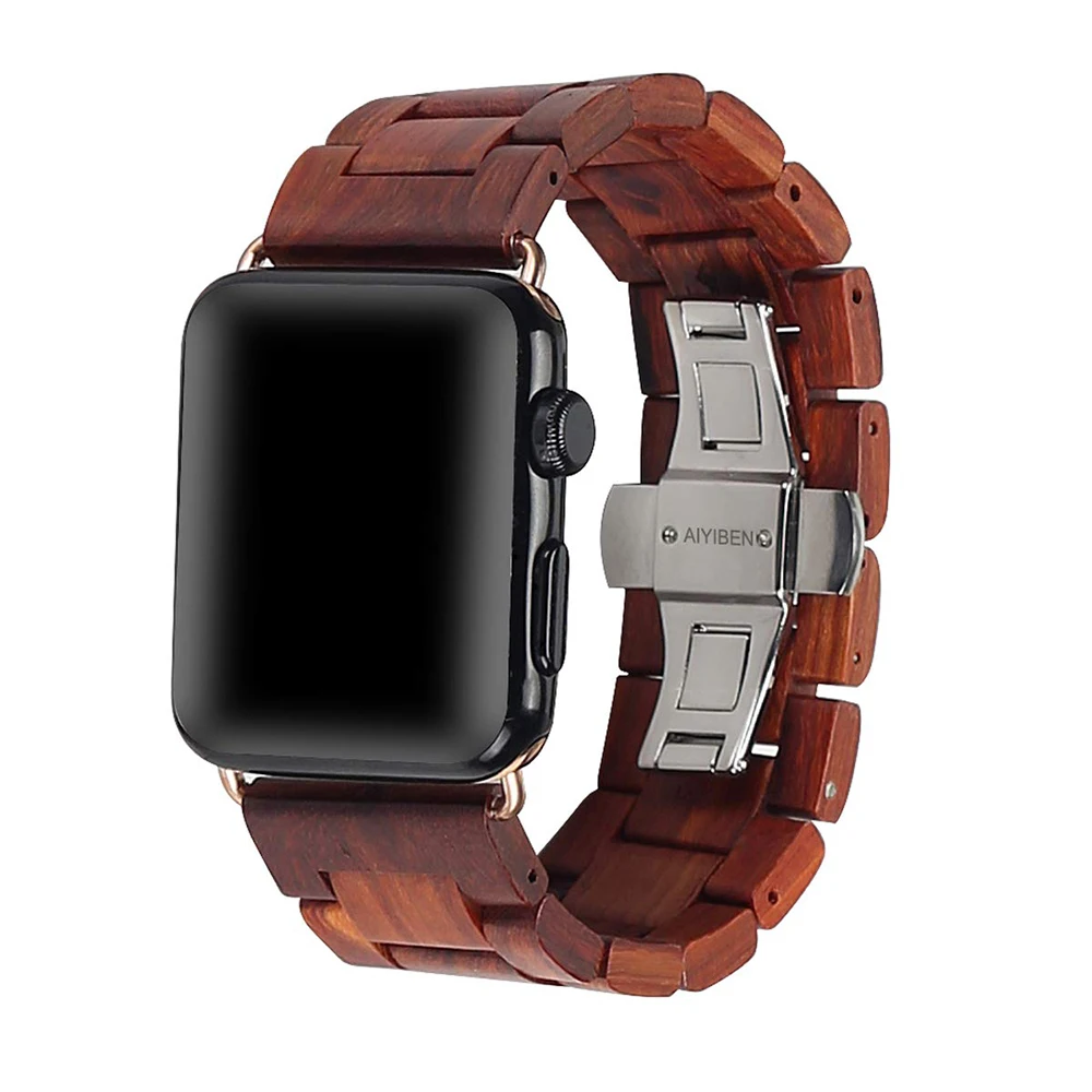 Браслет деревянный для Apple watch SE 6 5 4 band ремешок из массива дерева iWatch 321 38 мм 42