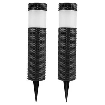 

2pcs Solar Powered Torch Lights Plastic Rattan Landscape Stake Light Garden Lamp For Pathway Driveway