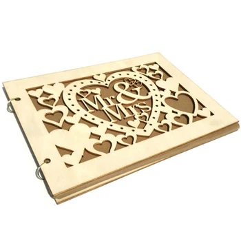 

27X19Cm Personalized Wedding Signature Guest Book Personalized Hollow Signature Book Custom Sticker Guest Party Decor Favor