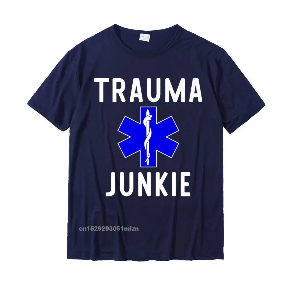 Casual Crew Neck Tshirts Thanksgiving Day Tops T Shirt Short Sleeve Fashionable 100% Cotton Normal Sweatshirts Leisure Mens Mens Trauma Junkie T-Shirt EMS Star of Life Graphic EMT Medics__5002 navy