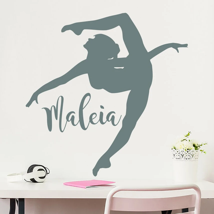Gymnast Personalized Girl Name Wall Decal Dance Studio Vinyl Sticker