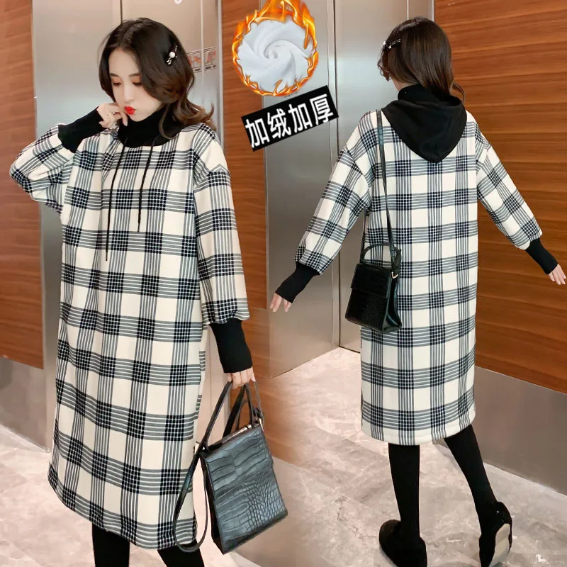 

Pregnant Women Autumn Tops Fashion Autumn And Winter Set Online Celebrity-Dress plus Velvet Hoodie Women's 2019 New Style Winter