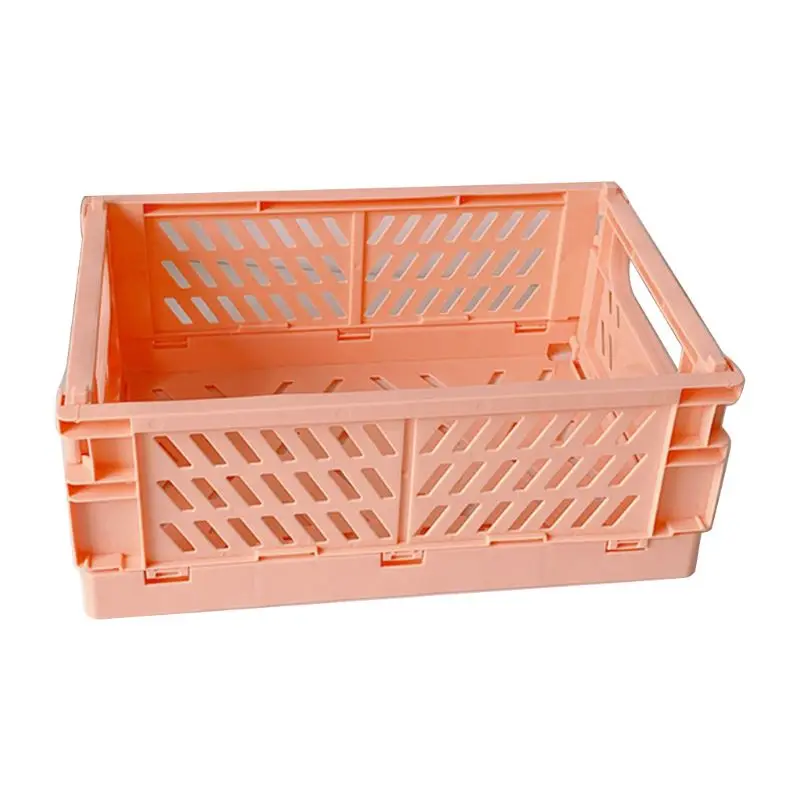 Collapsible Crate Plastic Folding Storage Box Basket Utility Cosmetic Container Desktop Holder Home Use