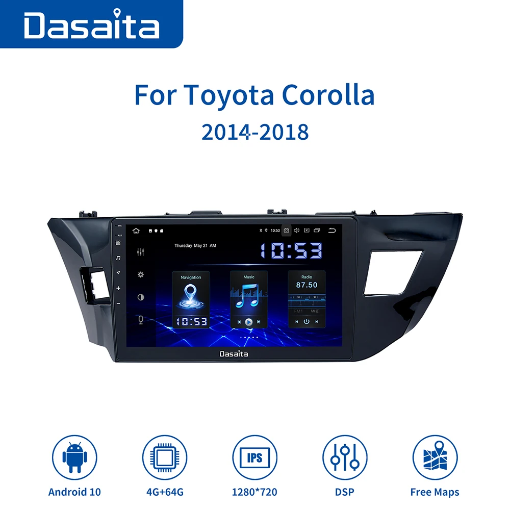 Dasaita IPS DSP Android 10 автомобильное радио DVD для GPS Toyota Corolla навигация Мультимедиа Стерео