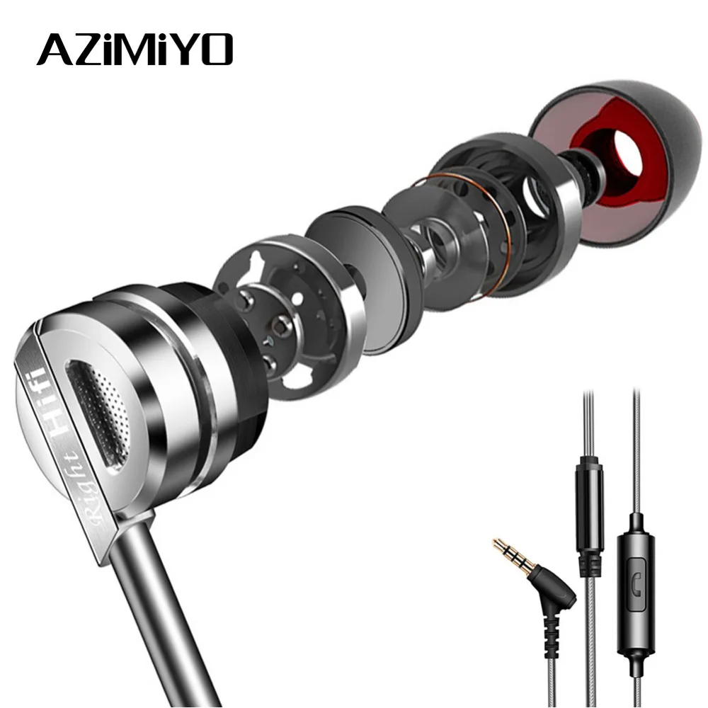 Металлические наушники AZiMiYO D5 из цинкового сплава Hi Fi с микро кольцом вкладыши
