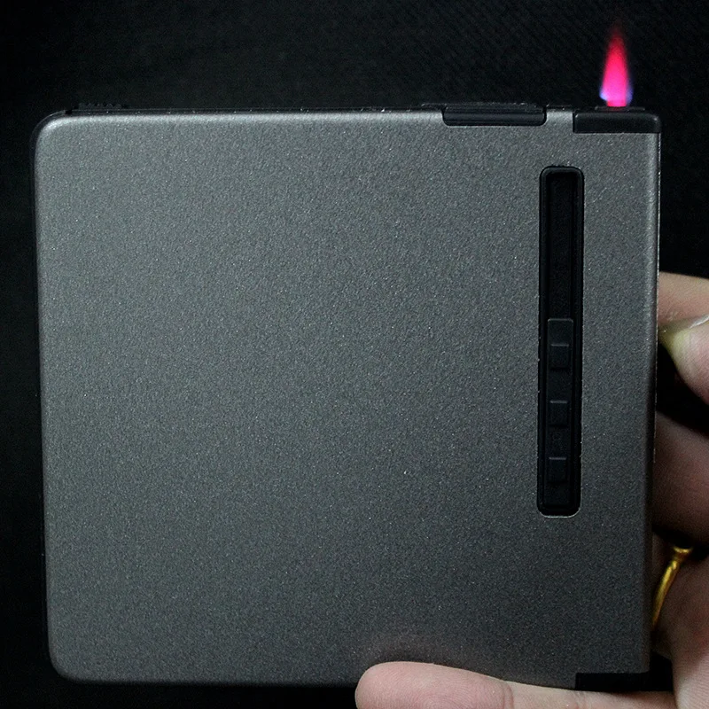 

Metal Cigarette Case Lighter 18pcs Capacity Cigarettes Box With Built-In Refillable Windproof Gas Lighter Smoking Gadget For Man