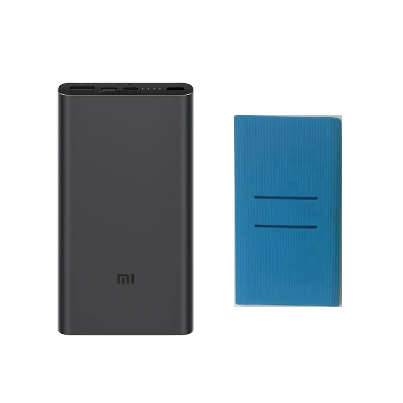 Xiaomi Mi 10000 mAh power Bank 3 Pro Двусторонняя Быстрая зарядка USB-C Двойной вход выход PLM12ZM 10000 mAh power bank для samsung iPhone - Цвет: Black add Blue