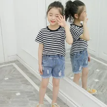Новинка года; сезон лето; стильная детская одежда; детские джинсы с дырками; шорты для девочек в Корейском стиле; модные брюки; модные джинсовые шорты