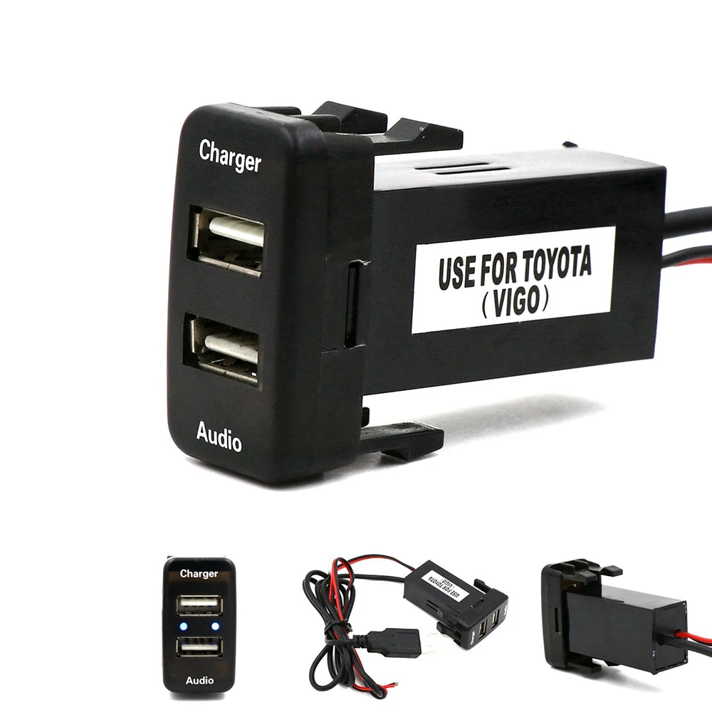 Автомобильный прикуриватель с двумя портами USB Автомобильное зарядное устройство с аудиоразъемом usb зарядка для цифровых камер/мобильных устройств для Toyota